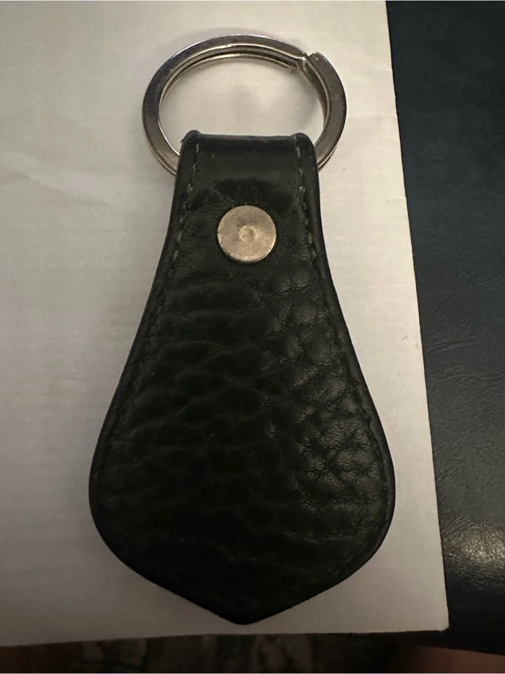Dooney & Bourke Leather Key Fob with Brass Medallion - Green and Brown